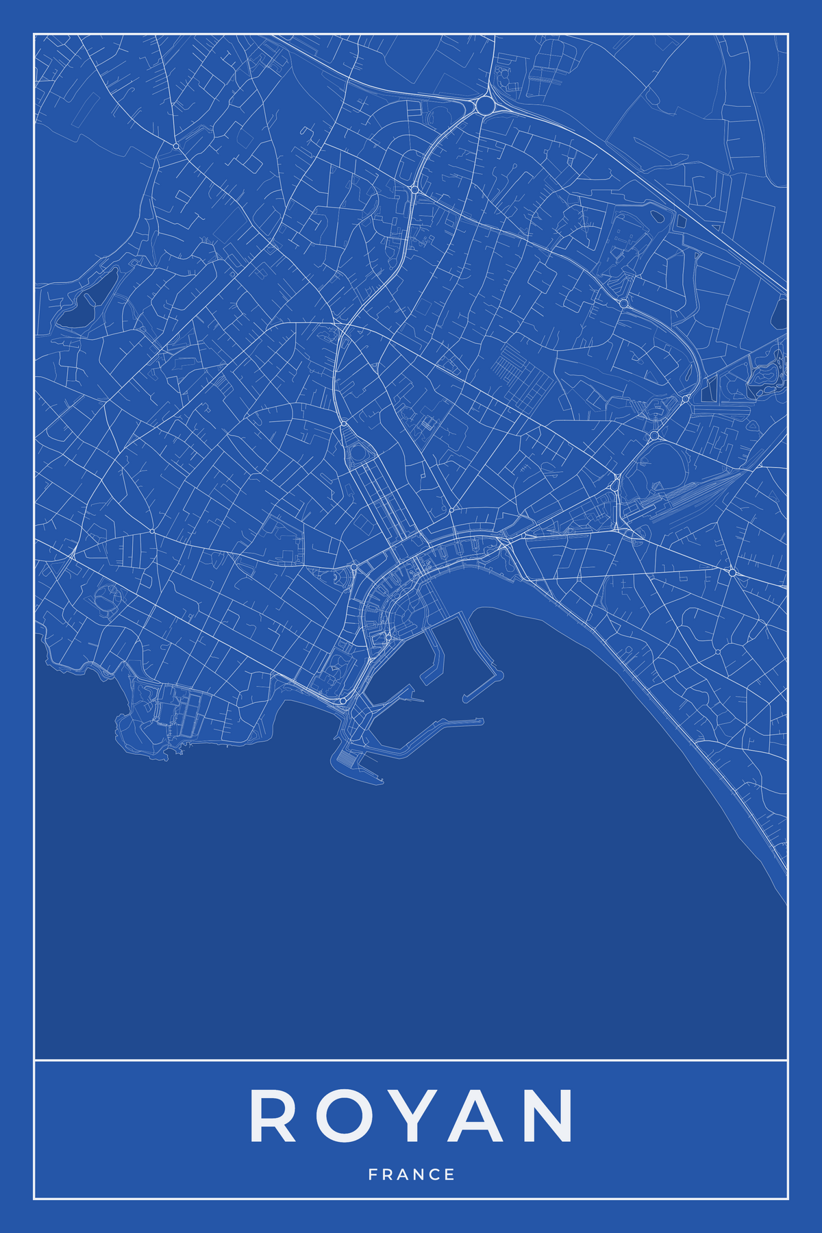 Carte de Royan bleue - Affiche personnalisée