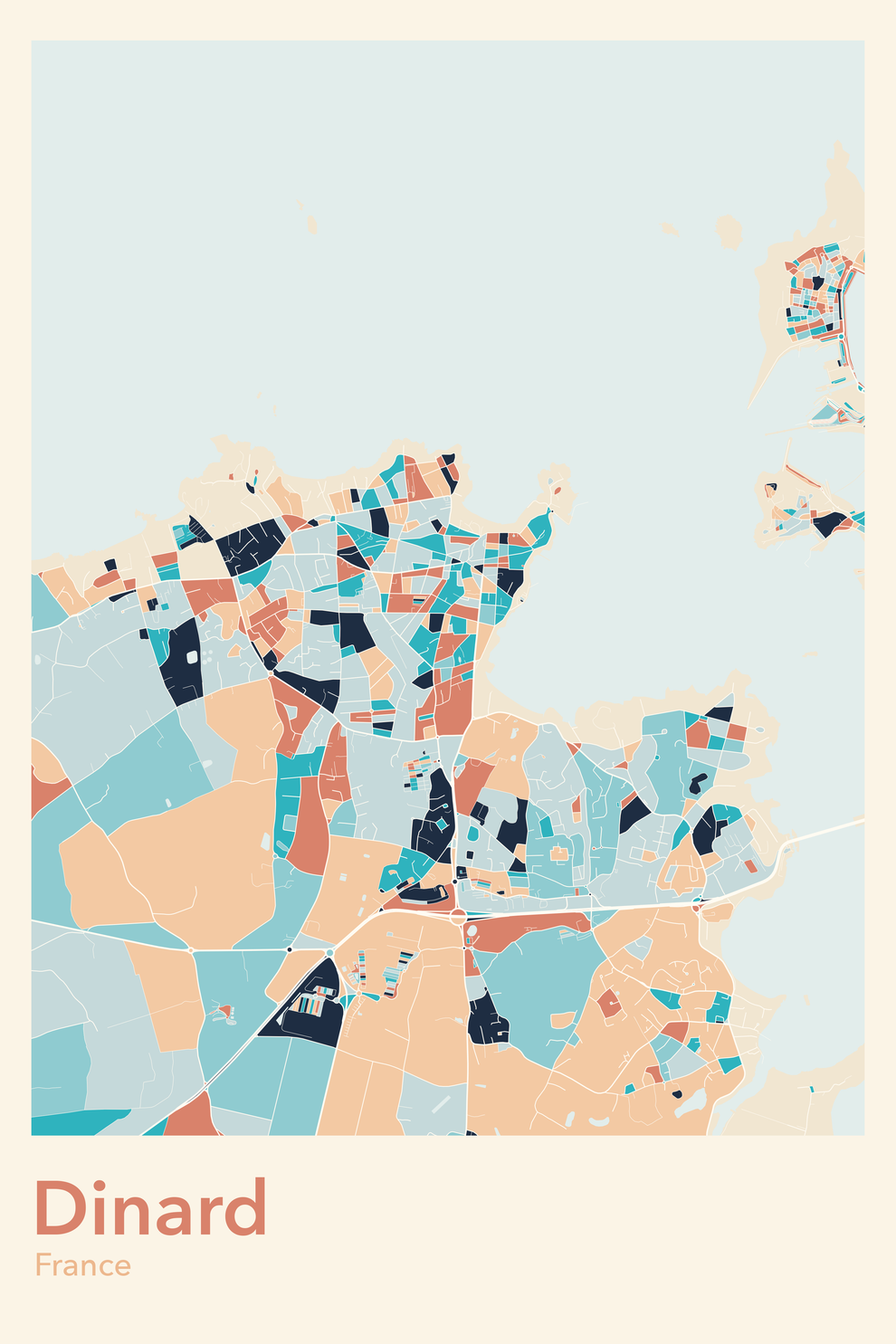 Plan de Dinard coloré - Carte personnalisée