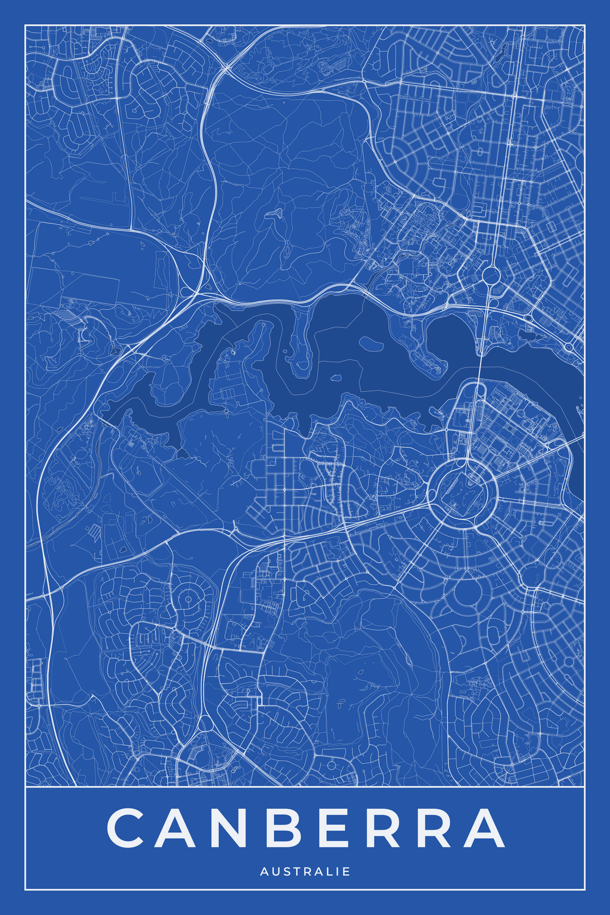 Carte de Canberra bleue - Affiche personnalisée