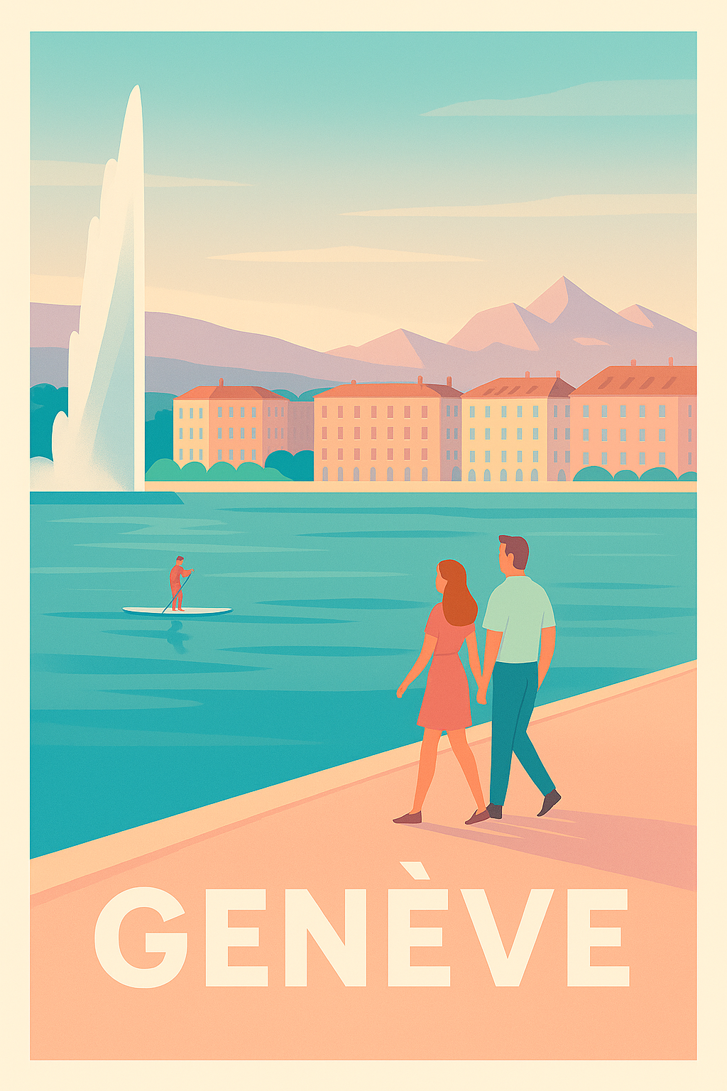 Affiche de Genève - Flânerie romantique au bord du lac