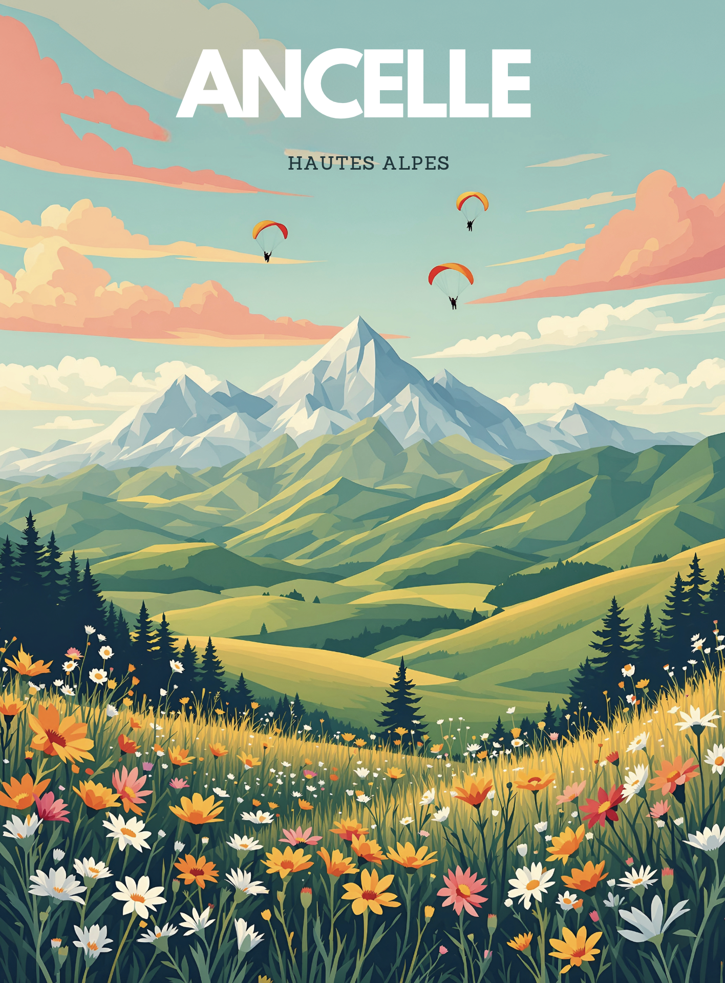 Affiche Vintage Ancelle - Fleurs