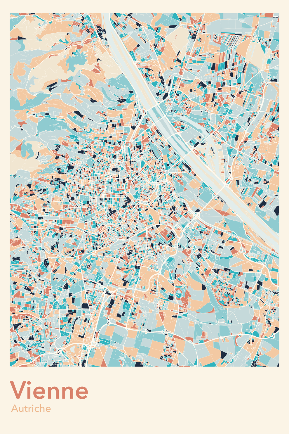 Plan de Vienne coloré - Carte personnalisée