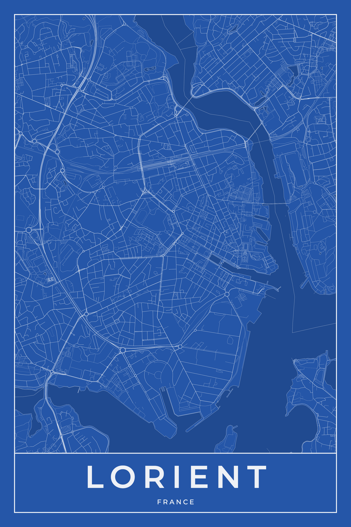 Carte de Lorient bleue - Affiche personnalisée