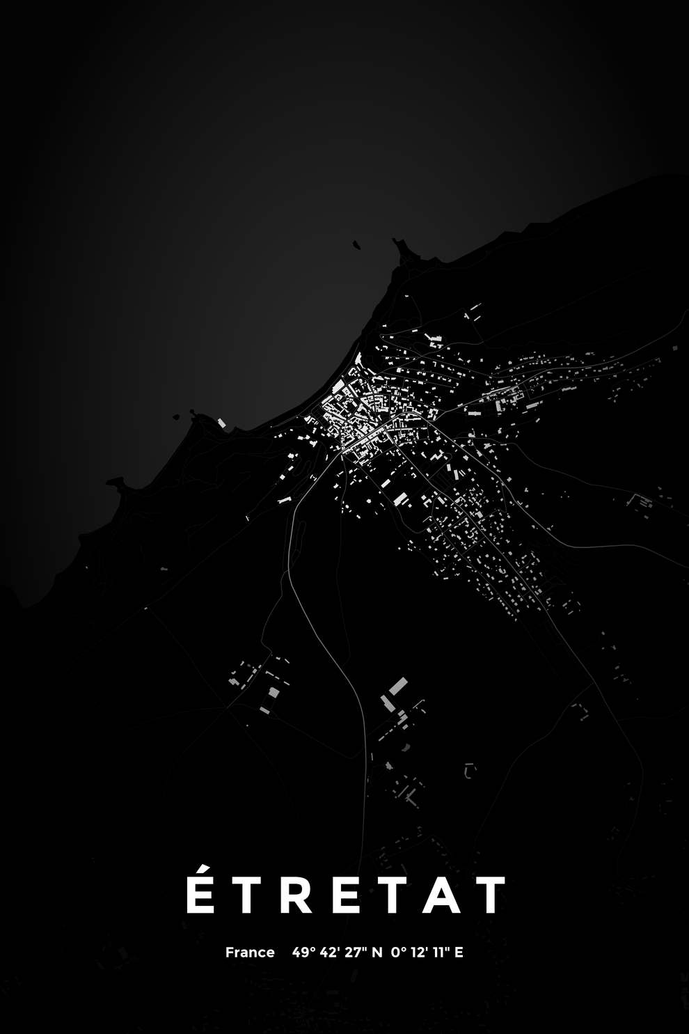 Carte d'Étretat nuit - Affiche personnalisée