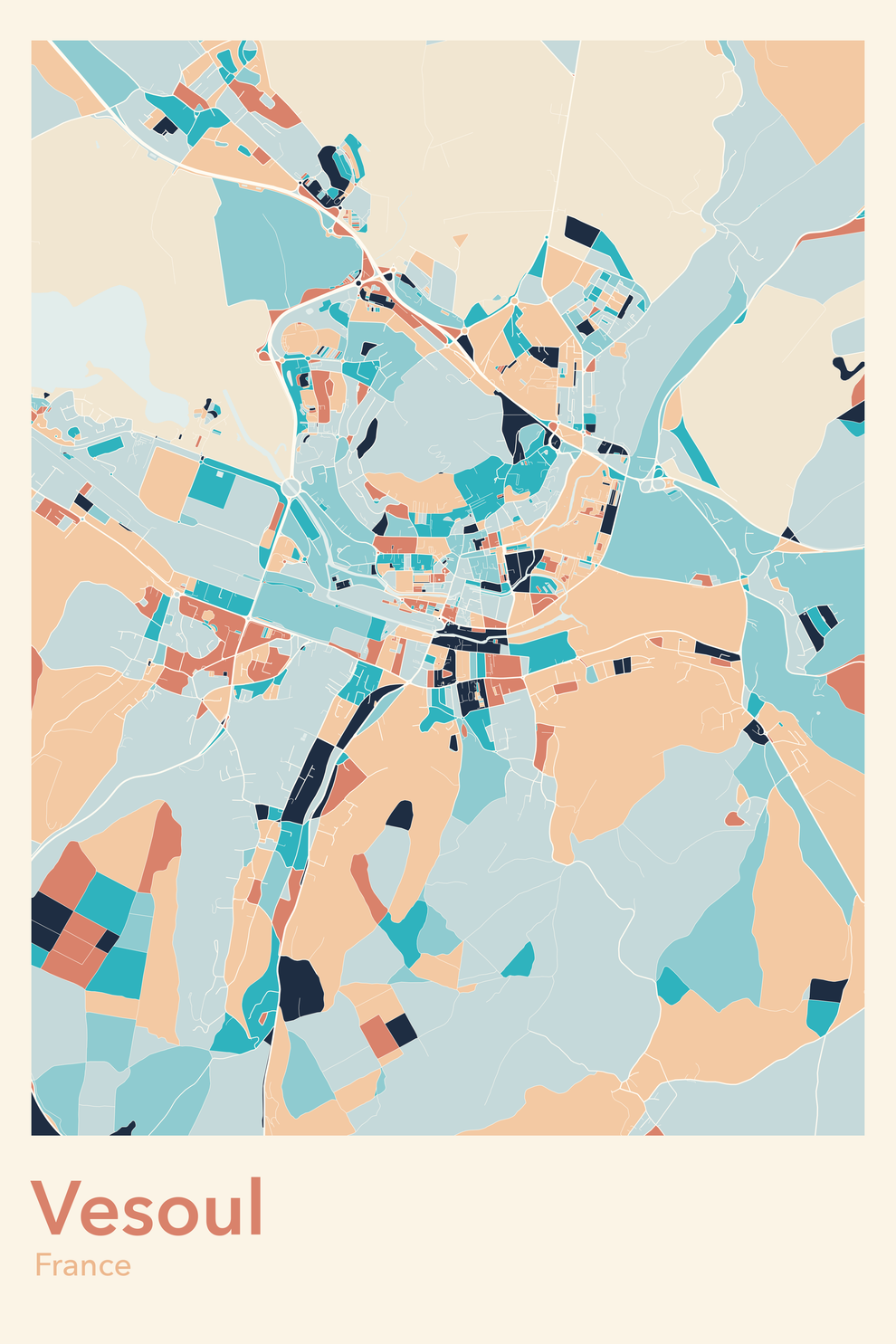 Plan de Vesoul coloré - Carte personnalisée