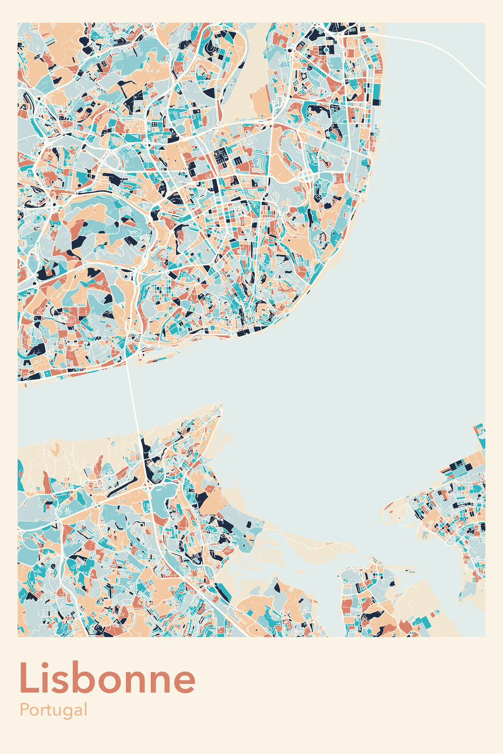 Plan de Lisbonne coloré - Carte personnalisée