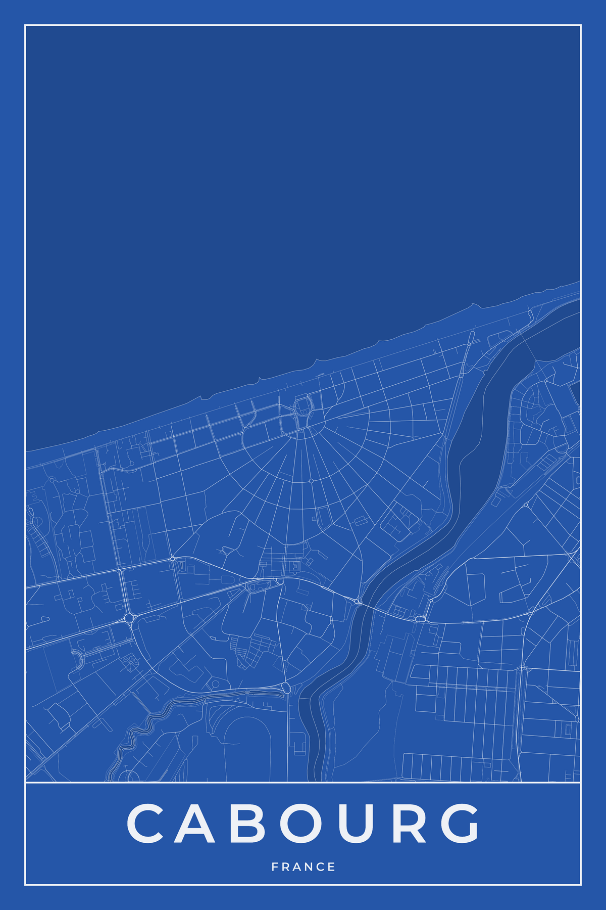 Carte de Cabourg bleue - Affiche personnalisée