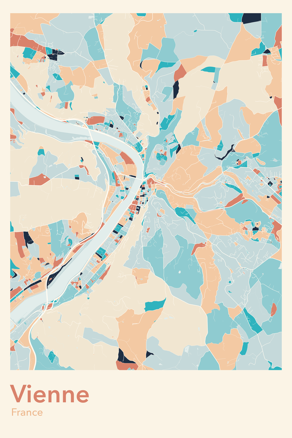 Plan de Vienne coloré - Carte personnalisée