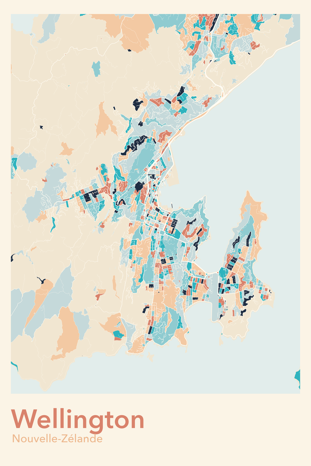 Plan de Wellington coloré - Carte personnalisée