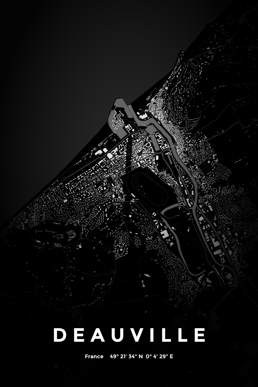 Carte de Deauville nuit - Affiche personnalisée