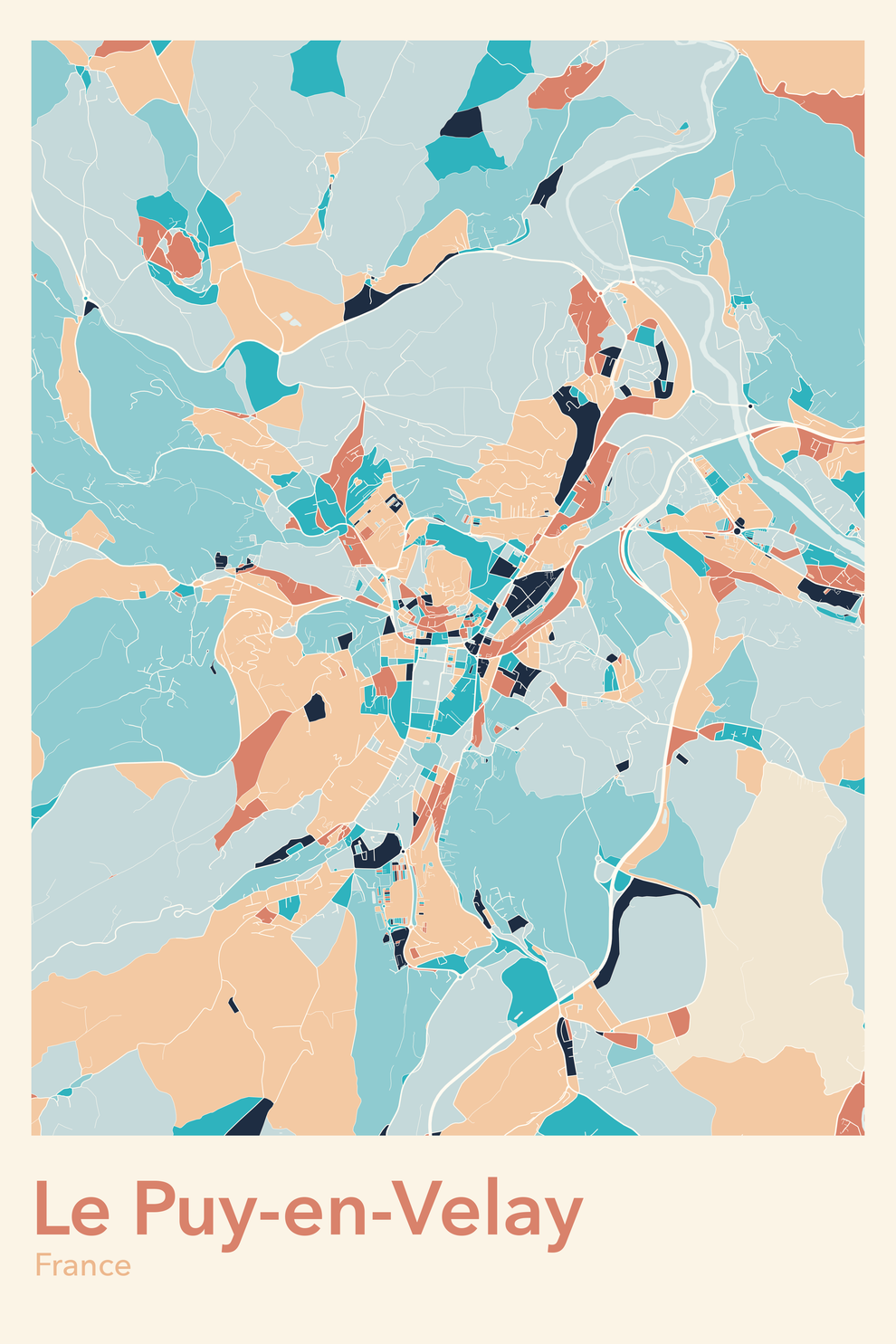Plan du Puy-en-Velay coloré - Carte personnalisée