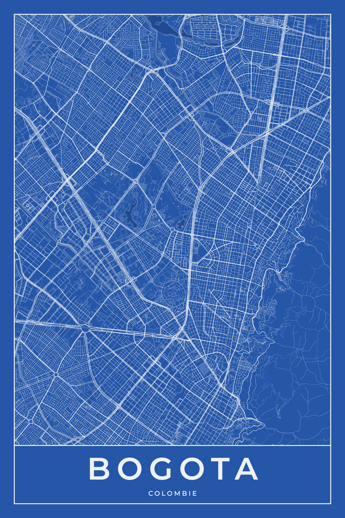 Carte de Bogota bleue - Affiche personnalisée