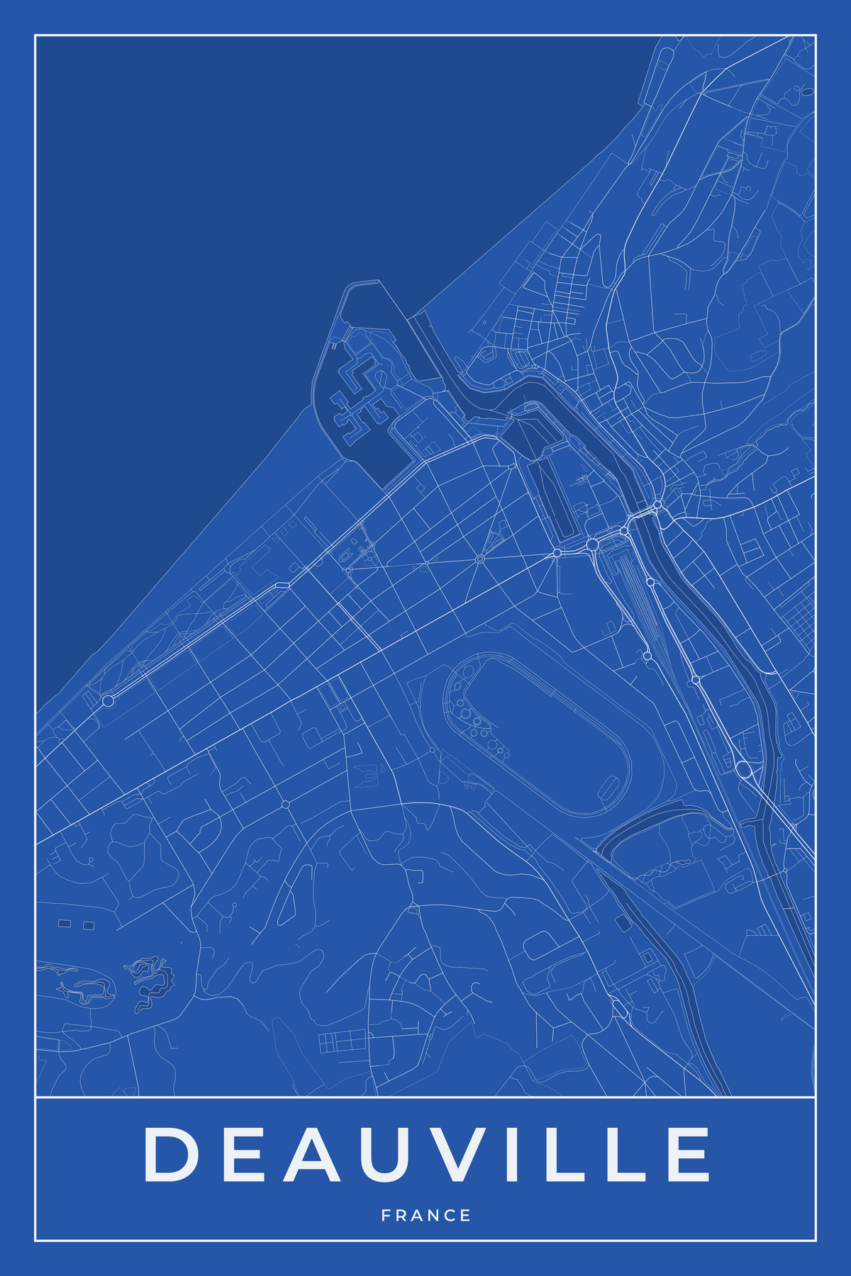 Carte de Deauville bleue - Affiche personnalisée