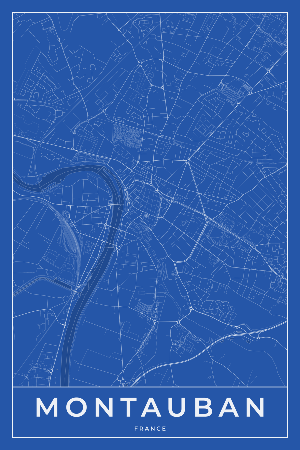 Carte de Montauban bleue - Affiche personnalisée