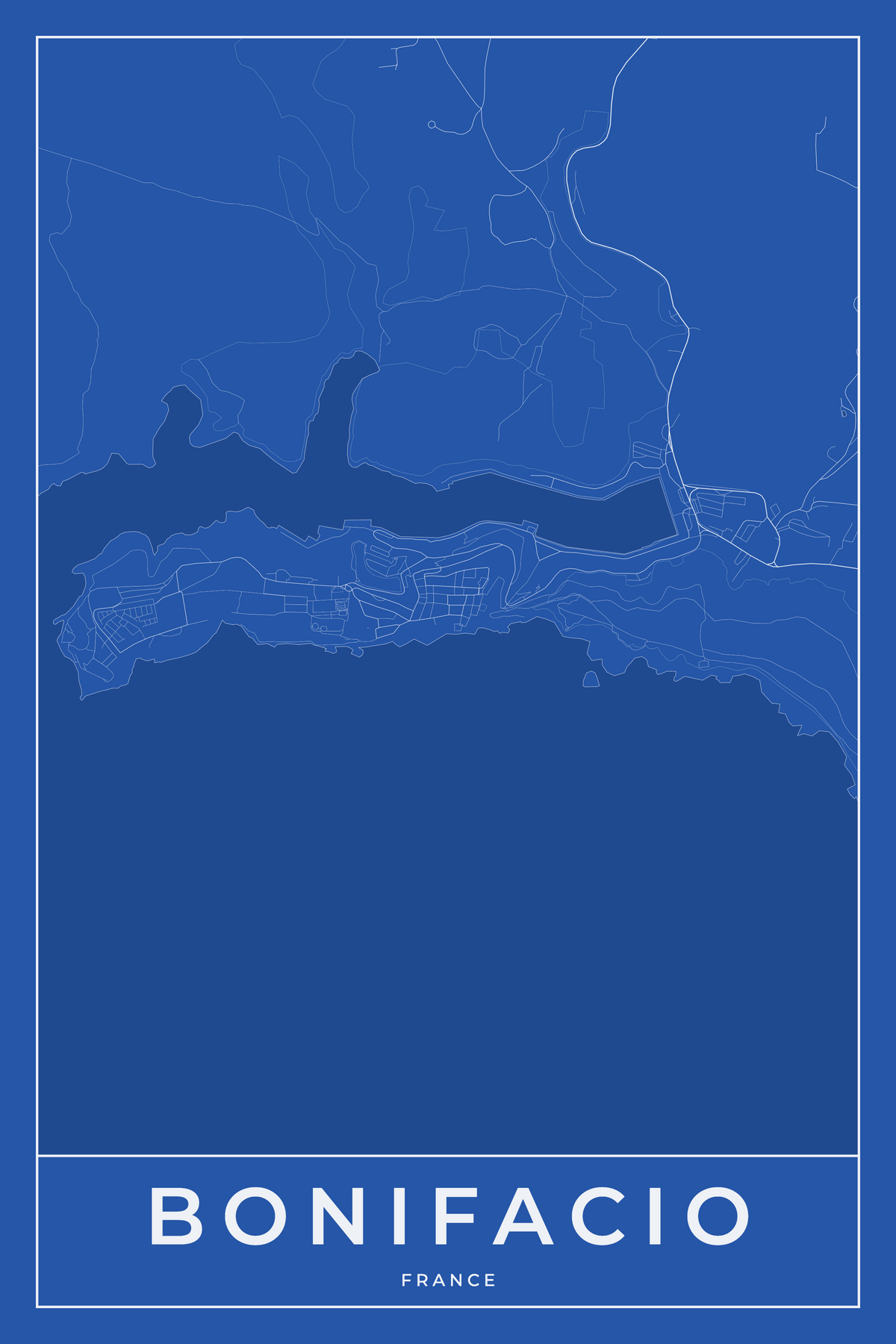 Carte de Bonifacio bleue - Affiche personnalisée