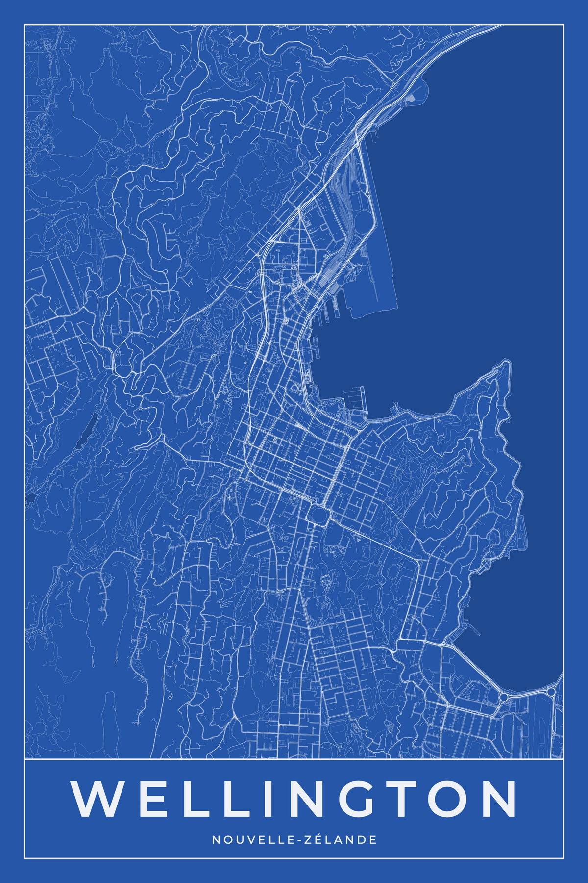 Carte de Wellington bleue - Affiche personnalisée
