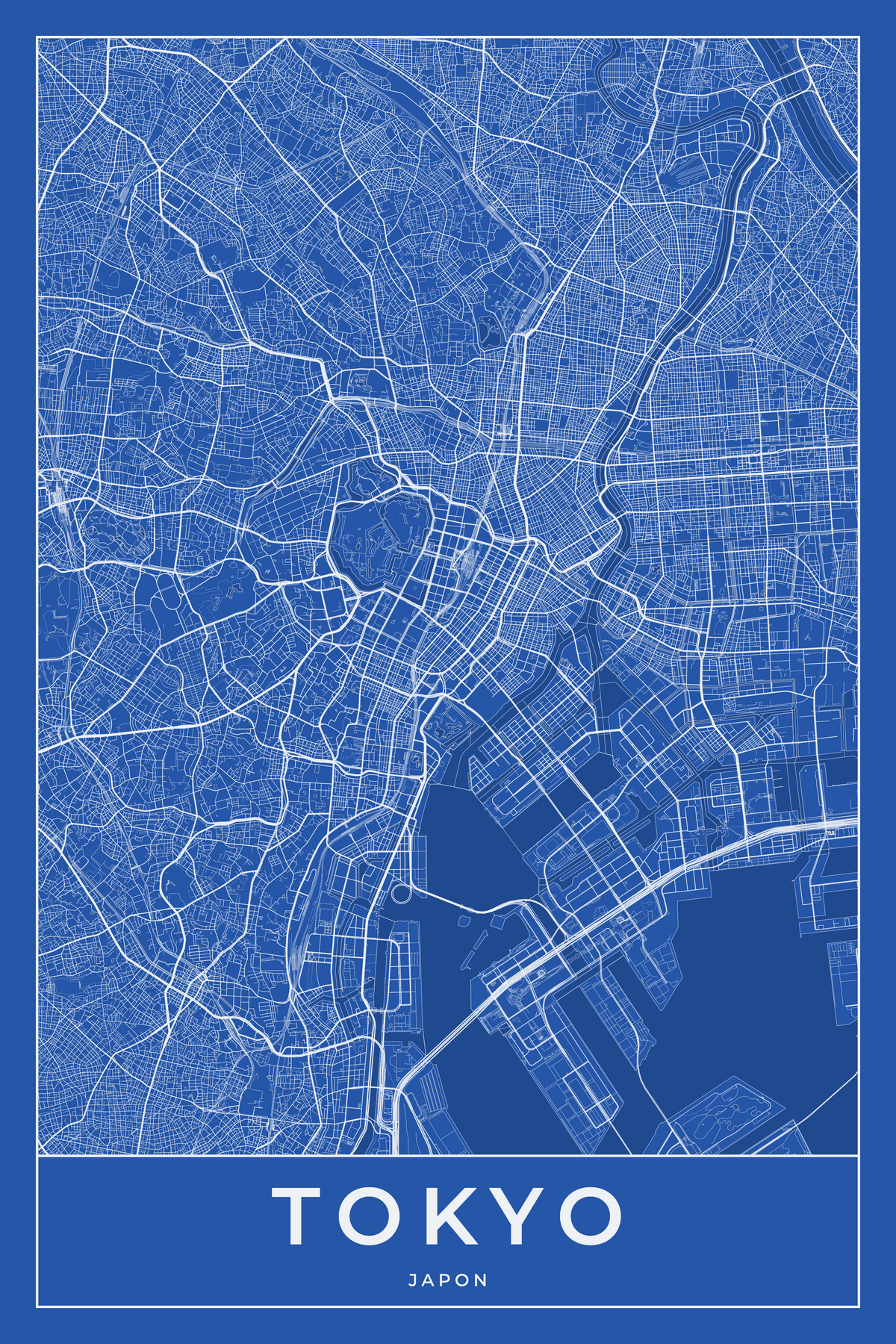 Carte de Tokyo bleue - Affiche personnalisée