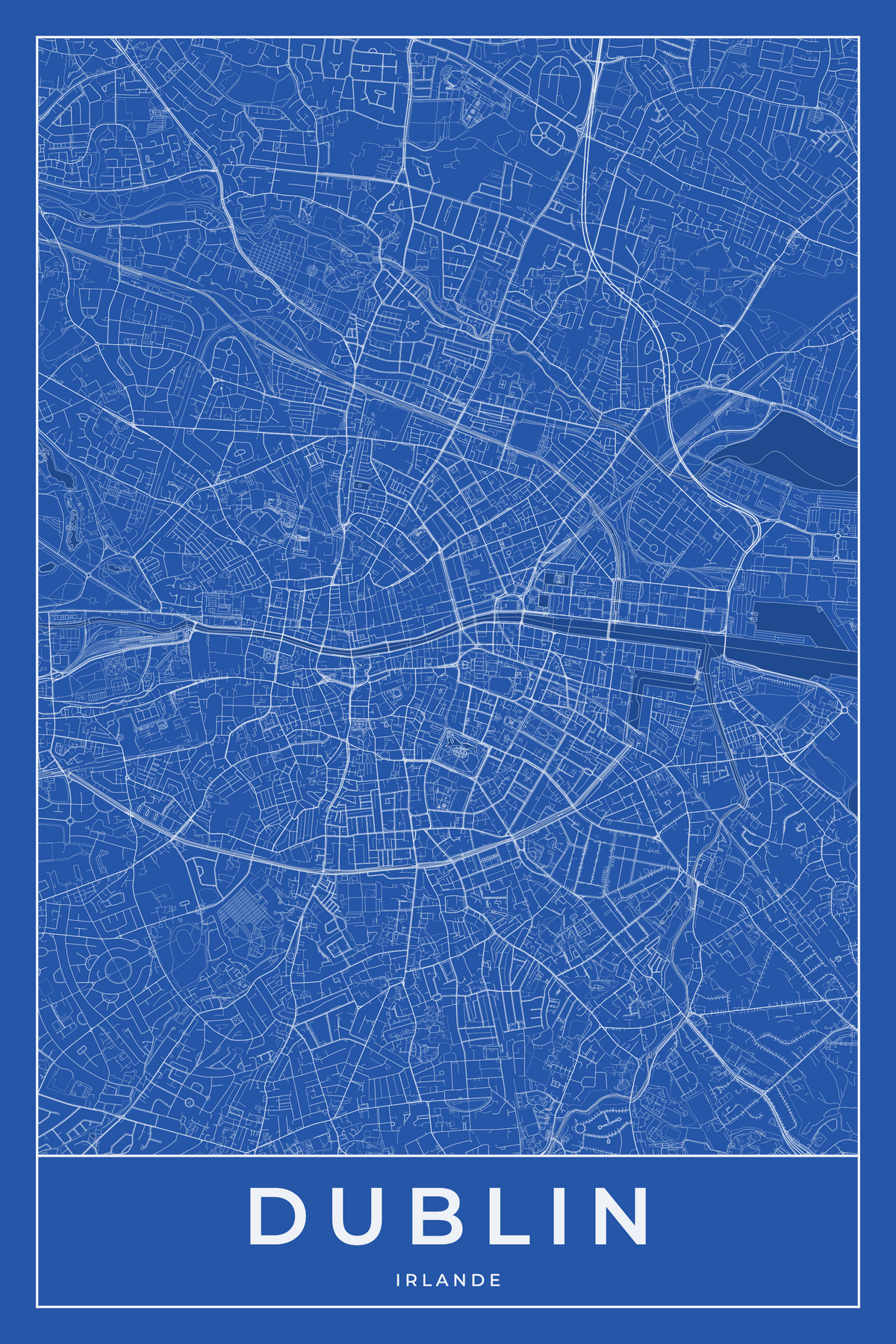 Carte de Dublin bleue - Affiche personnalisée