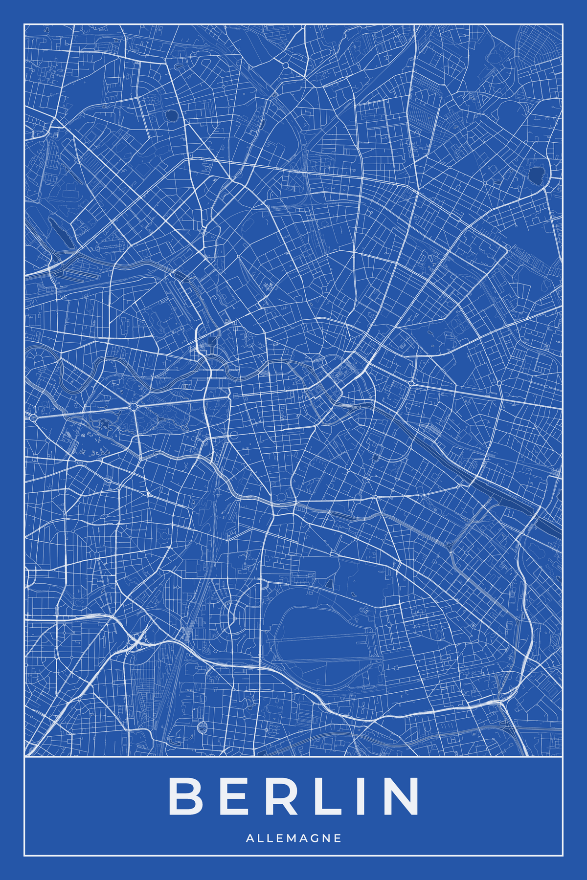 Carte de Berlin bleue - Affiche personnalisée