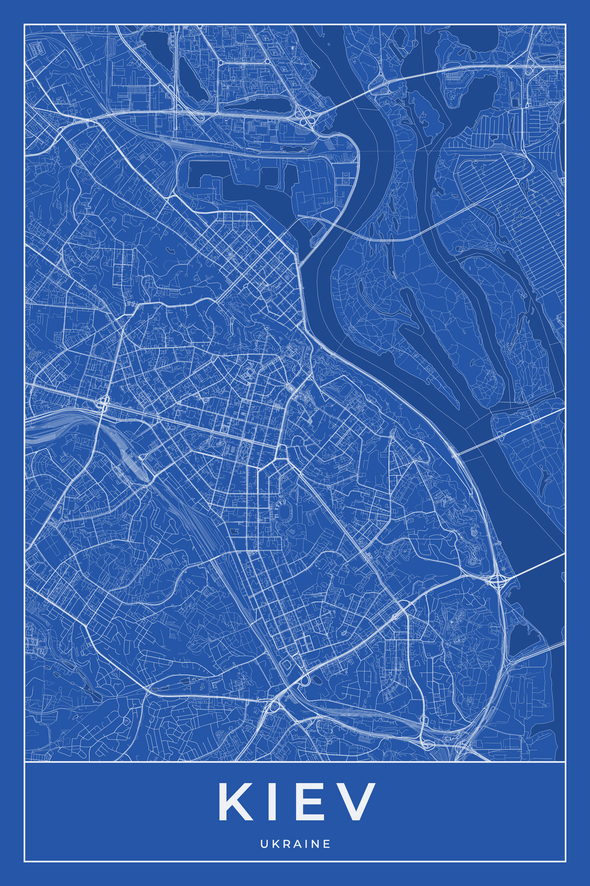 Carte de Kiev bleue - Affiche personnalisée