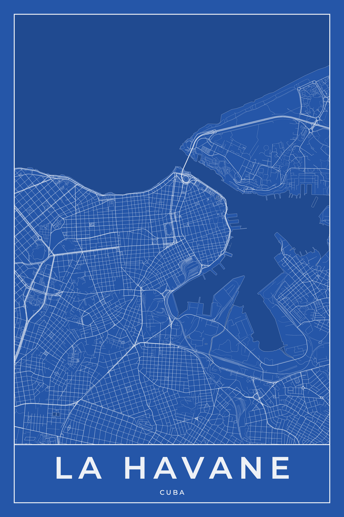 Carte de La Havane bleue - Affiche personnalisée