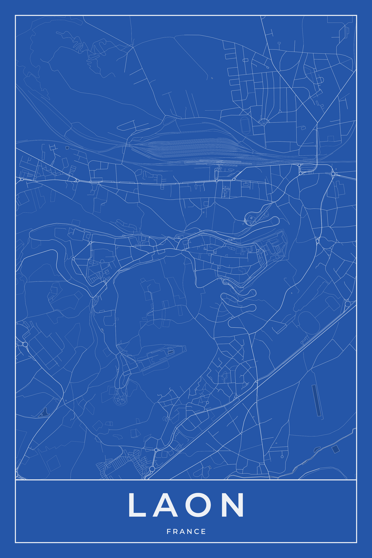 Carte de Laon bleue - Affiche personnalisée