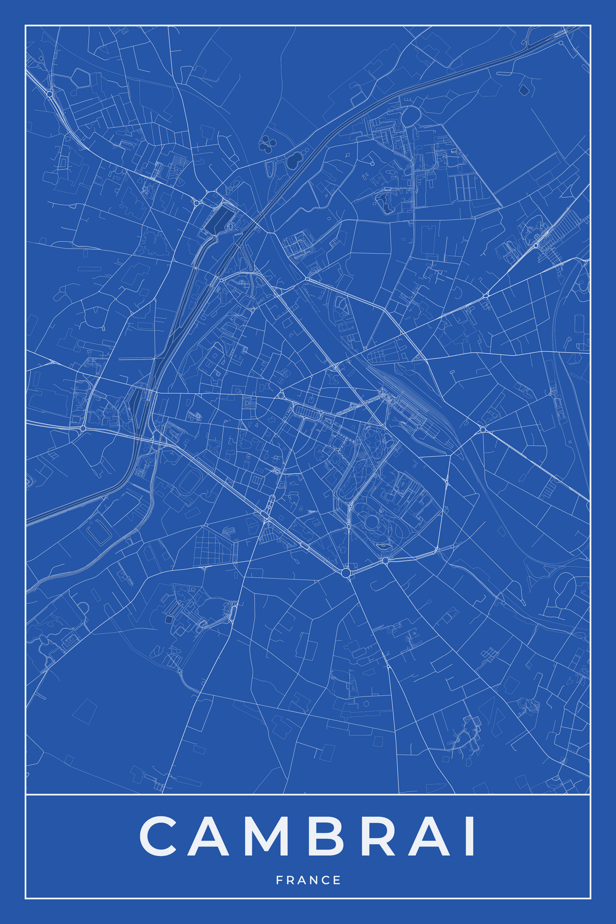 Carte de Cambrai bleue - Affiche personnalisée