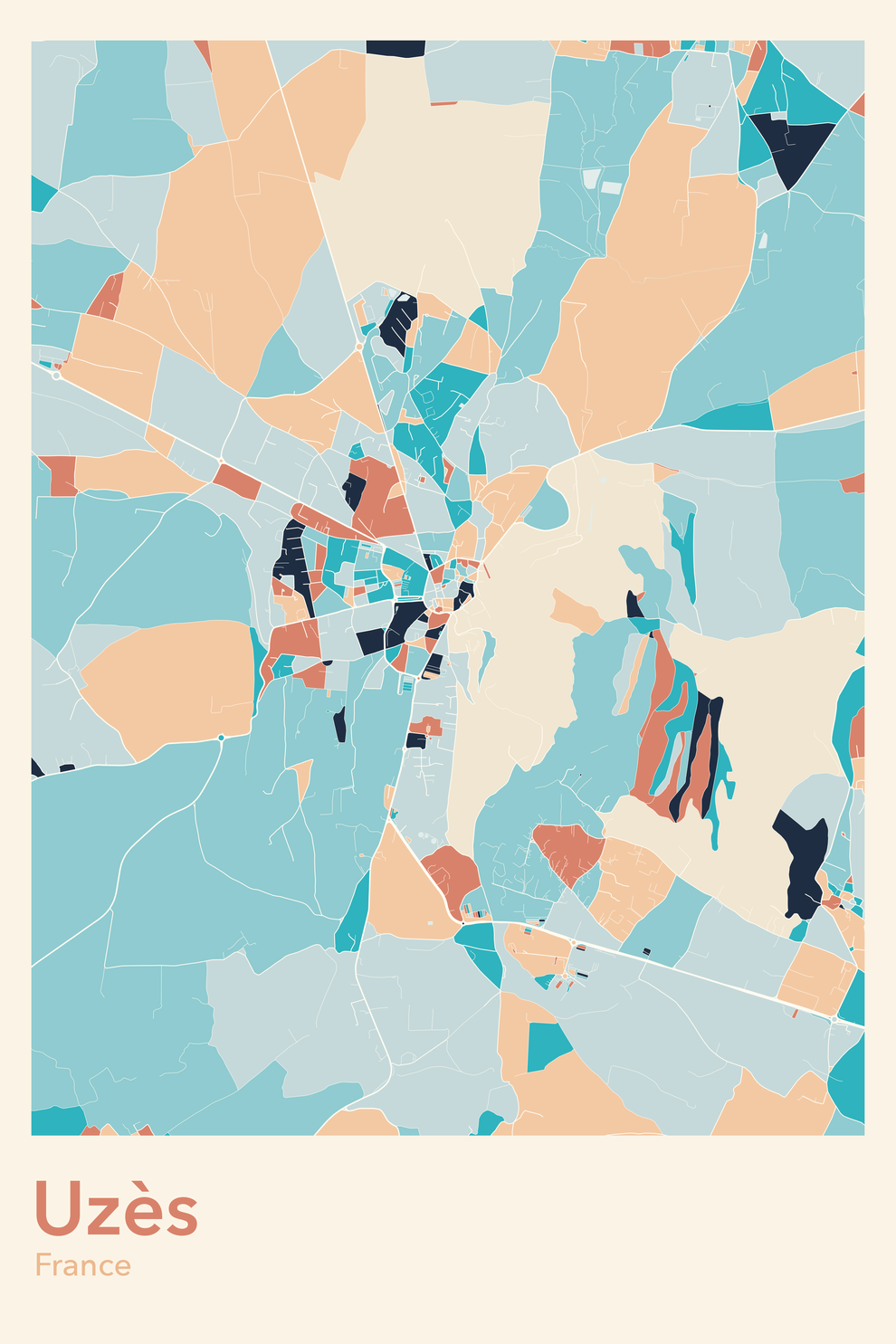 Plan d'Uzès coloré - Carte personnalisée