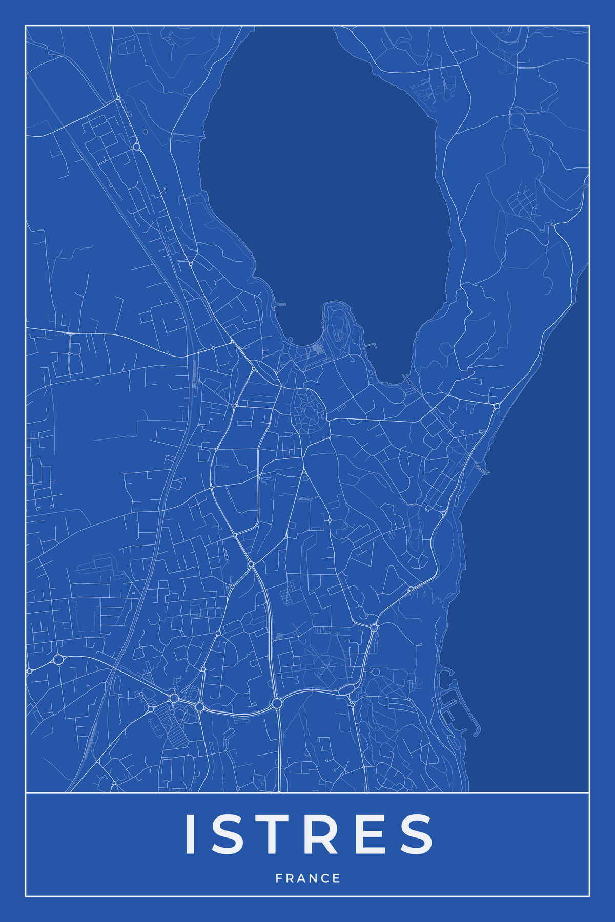 Carte d'Istres bleue - Affiche personnalisée