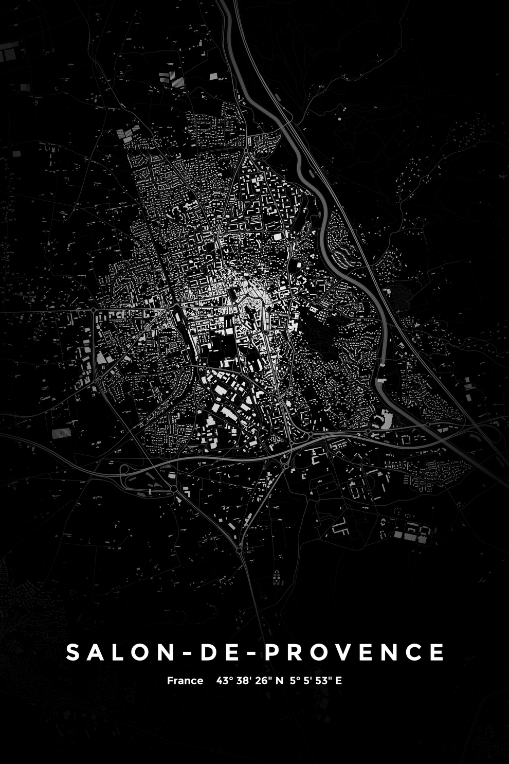 Carte de Salon-de-Provence nuit - Affiche personnalisée