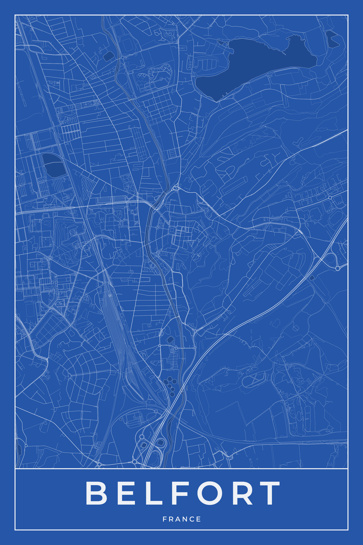 Carte de Belfort bleue - Affiche personnalisée