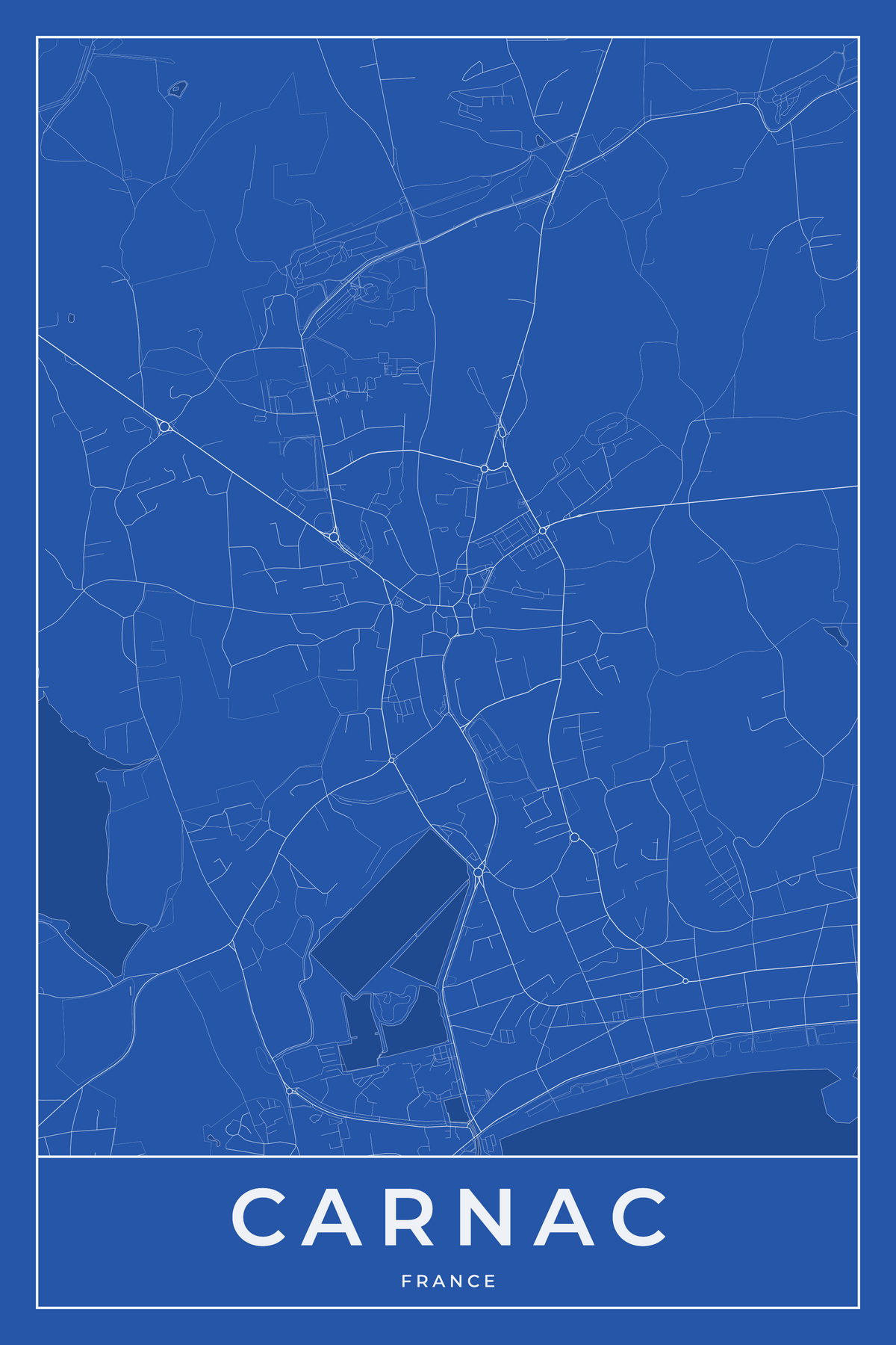 Carte de Carnac bleue - Affiche personnalisée