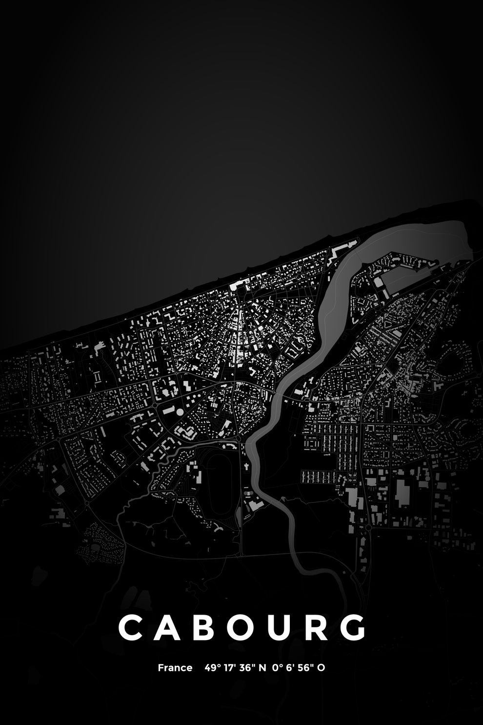 Carte de Cabourg nuit - Affiche personnalisée
