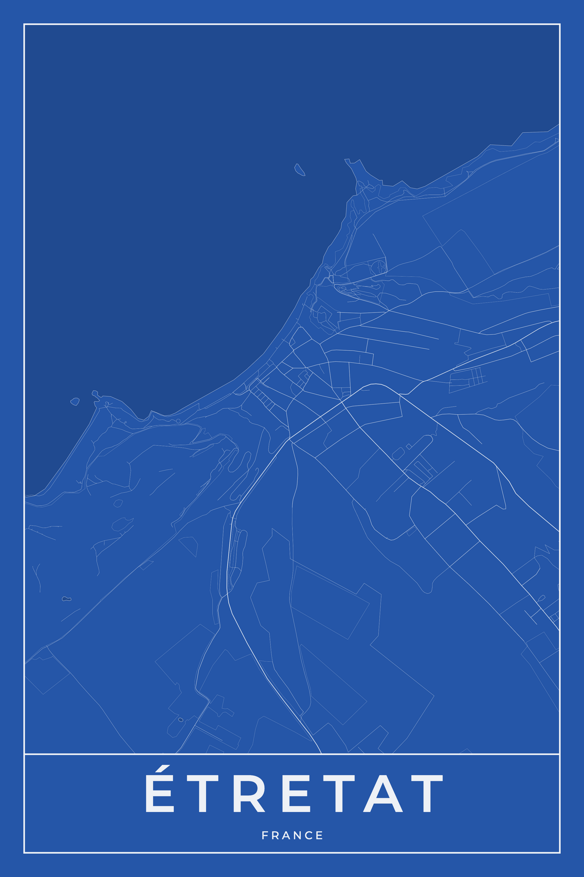 Carte d'Étretat bleue - Affiche personnalisée