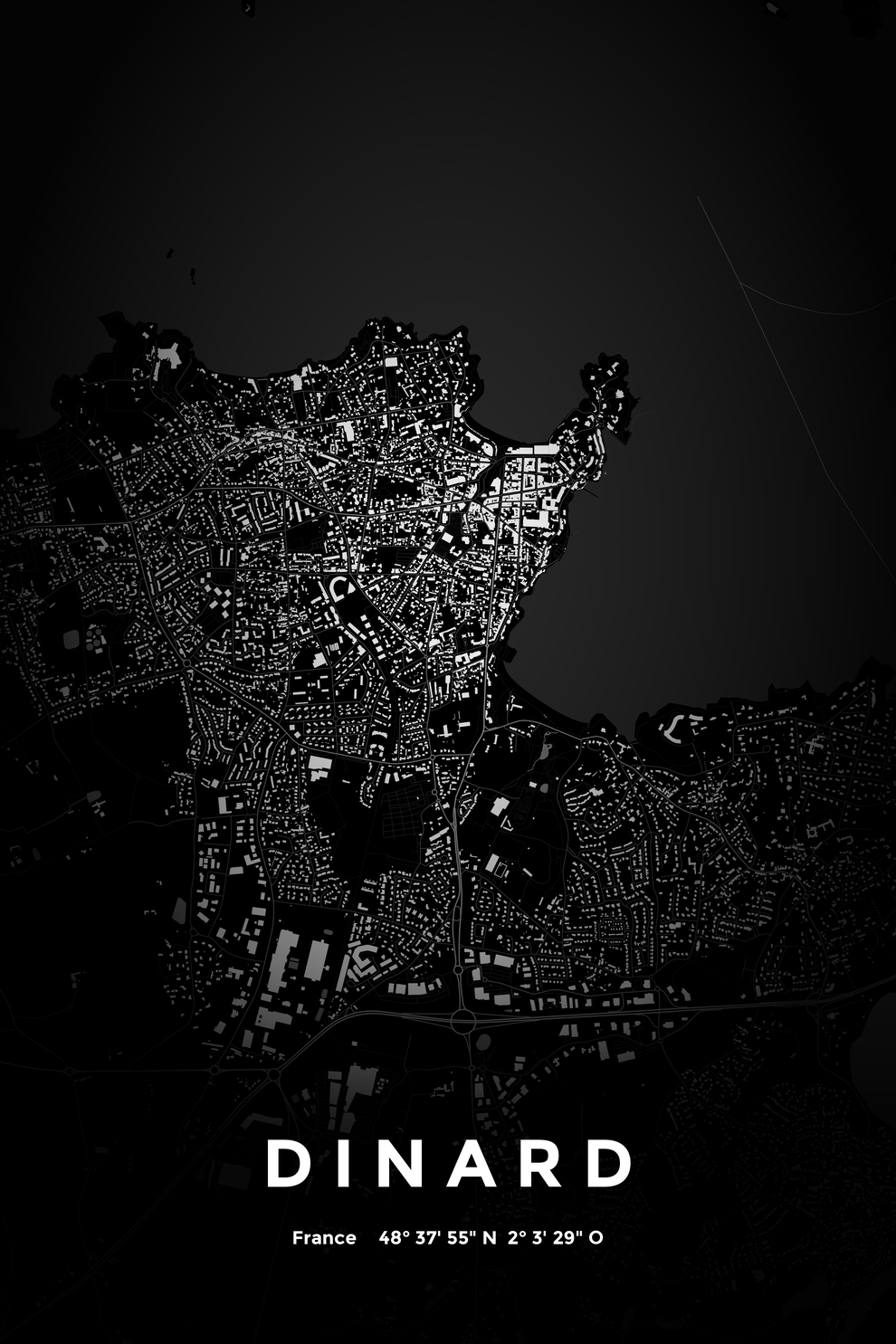 Carte de Dinard nuit - Affiche personnalisée