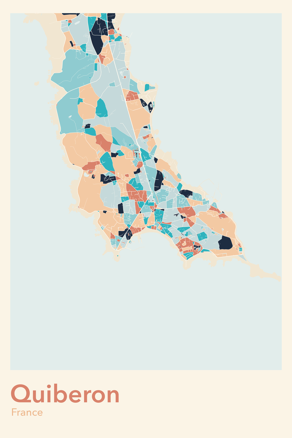 Plan de Quiberon coloré - Carte personnalisée