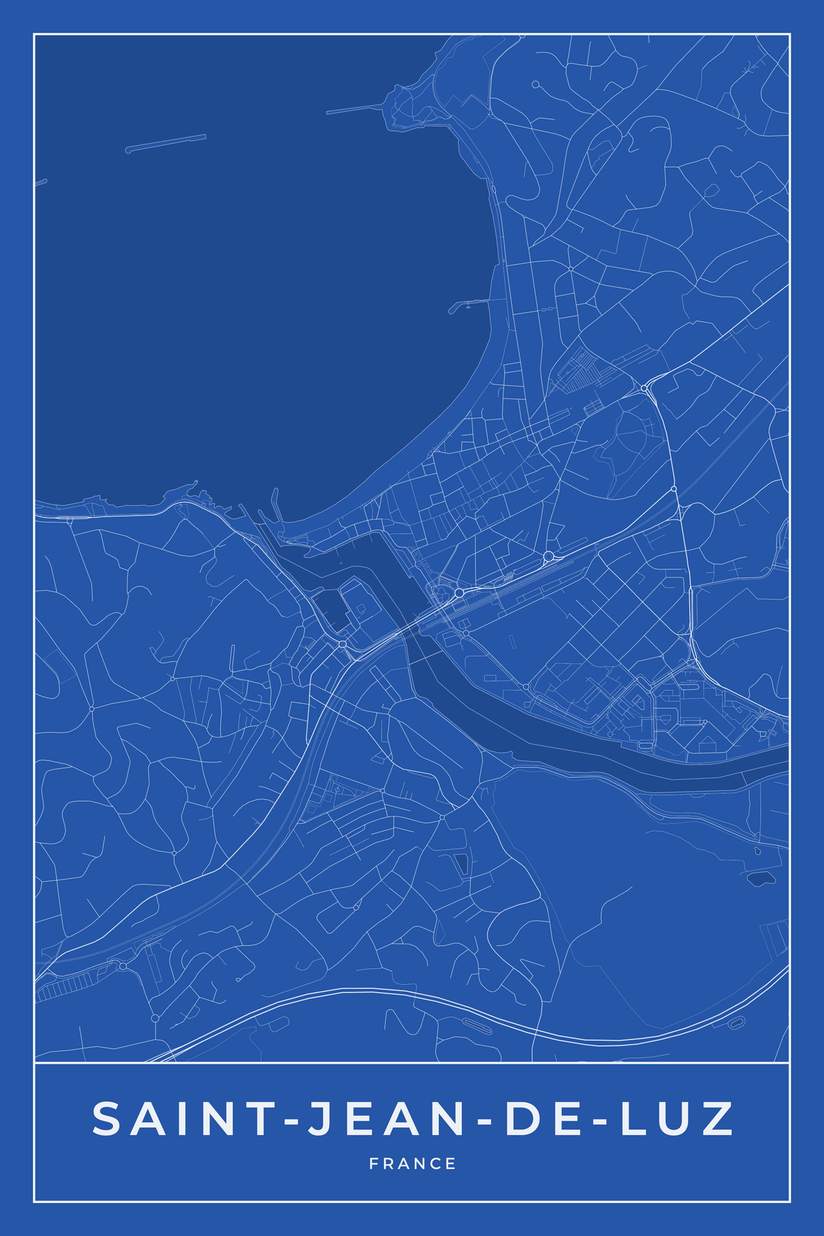 Carte de Saint-Jean-de-Luz bleue - Affiche personnalisée
