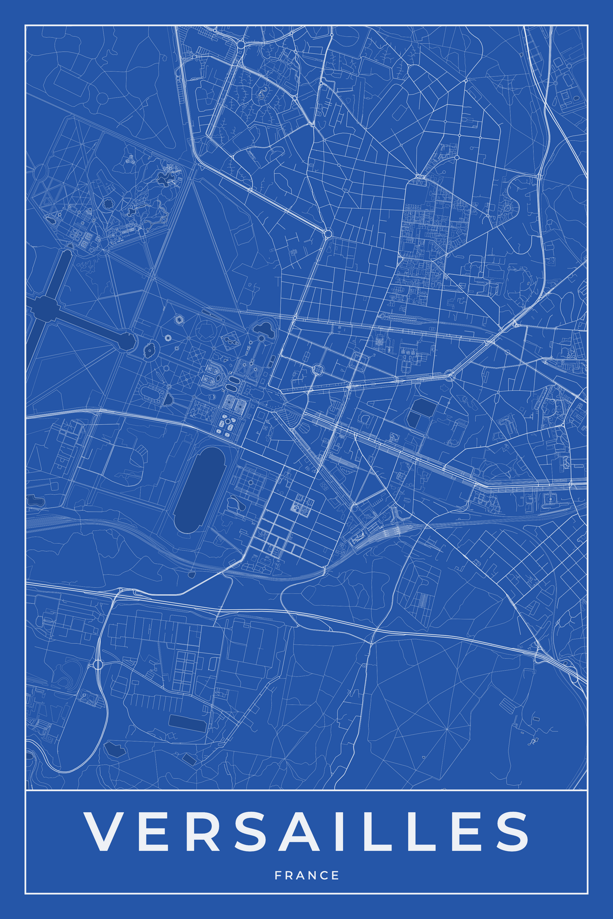Carte de Versailles bleue - Affiche personnalisée