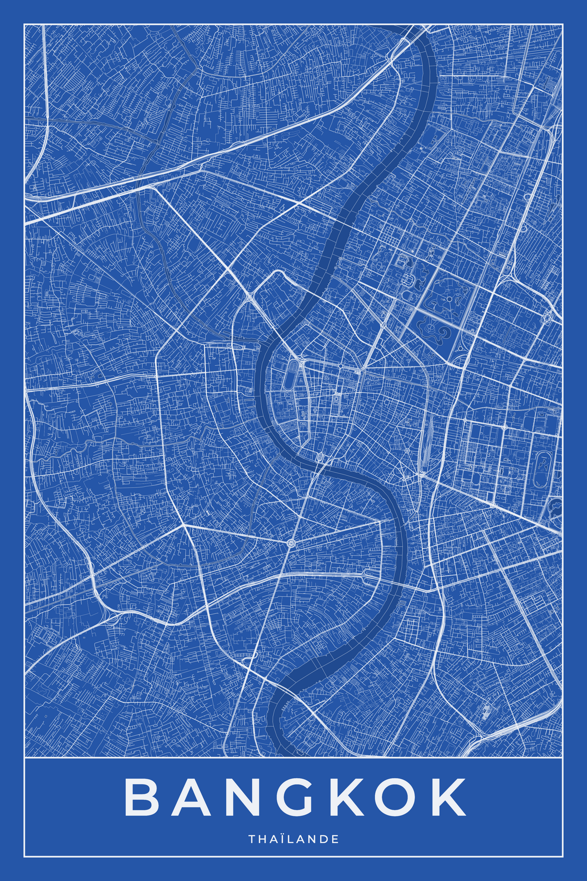 Carte de Bangkok bleue - Affiche personnalisée
