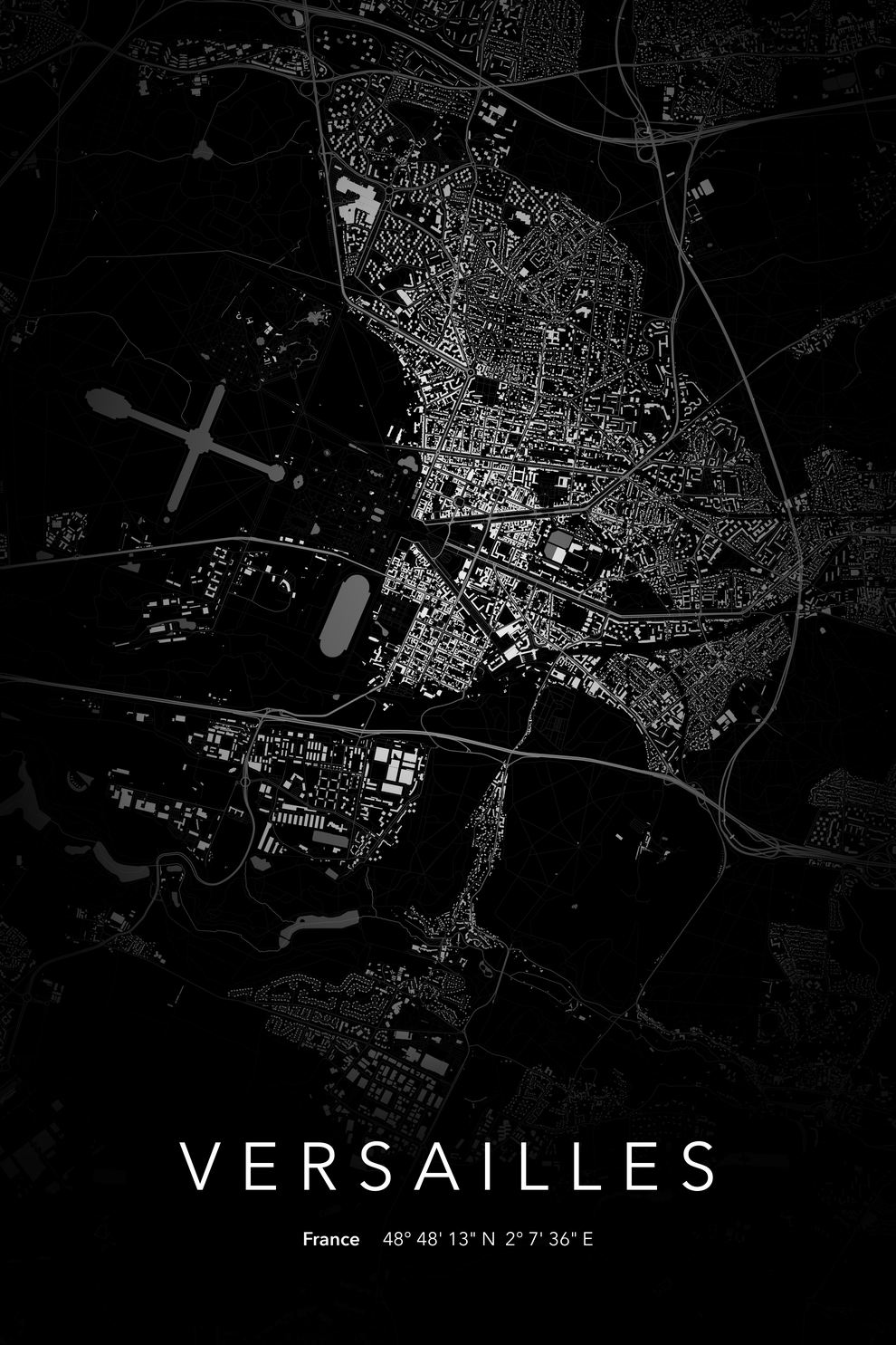 Carte de Versailles nuit - Affiche personnalisée