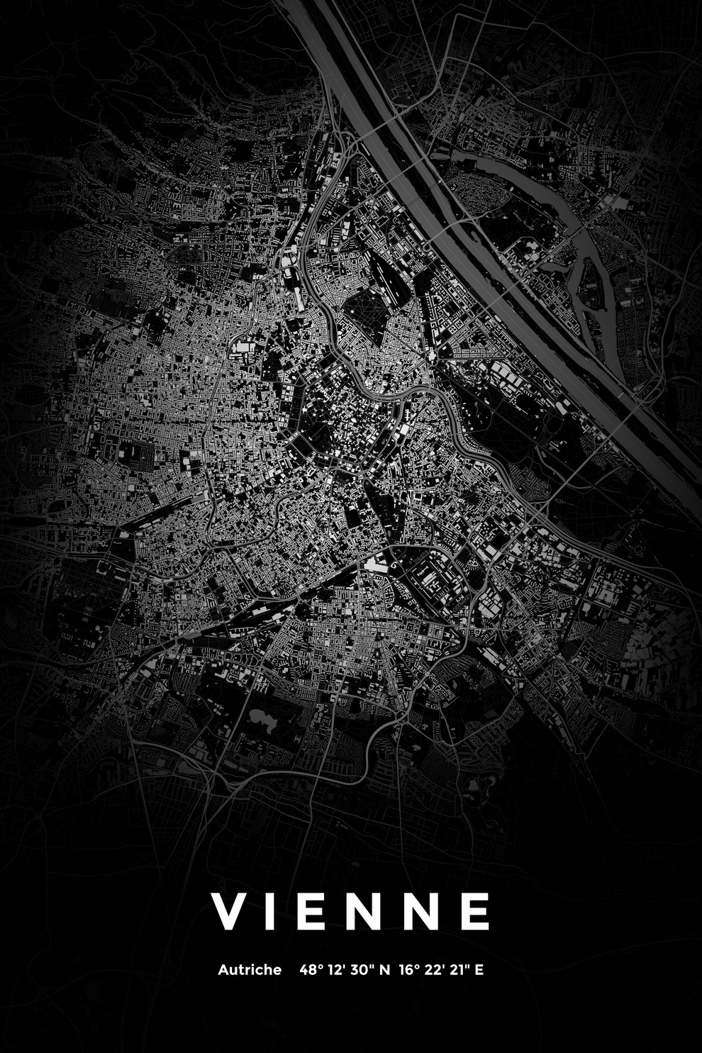 Carte de Vienne nuit - Affiche personnalisée