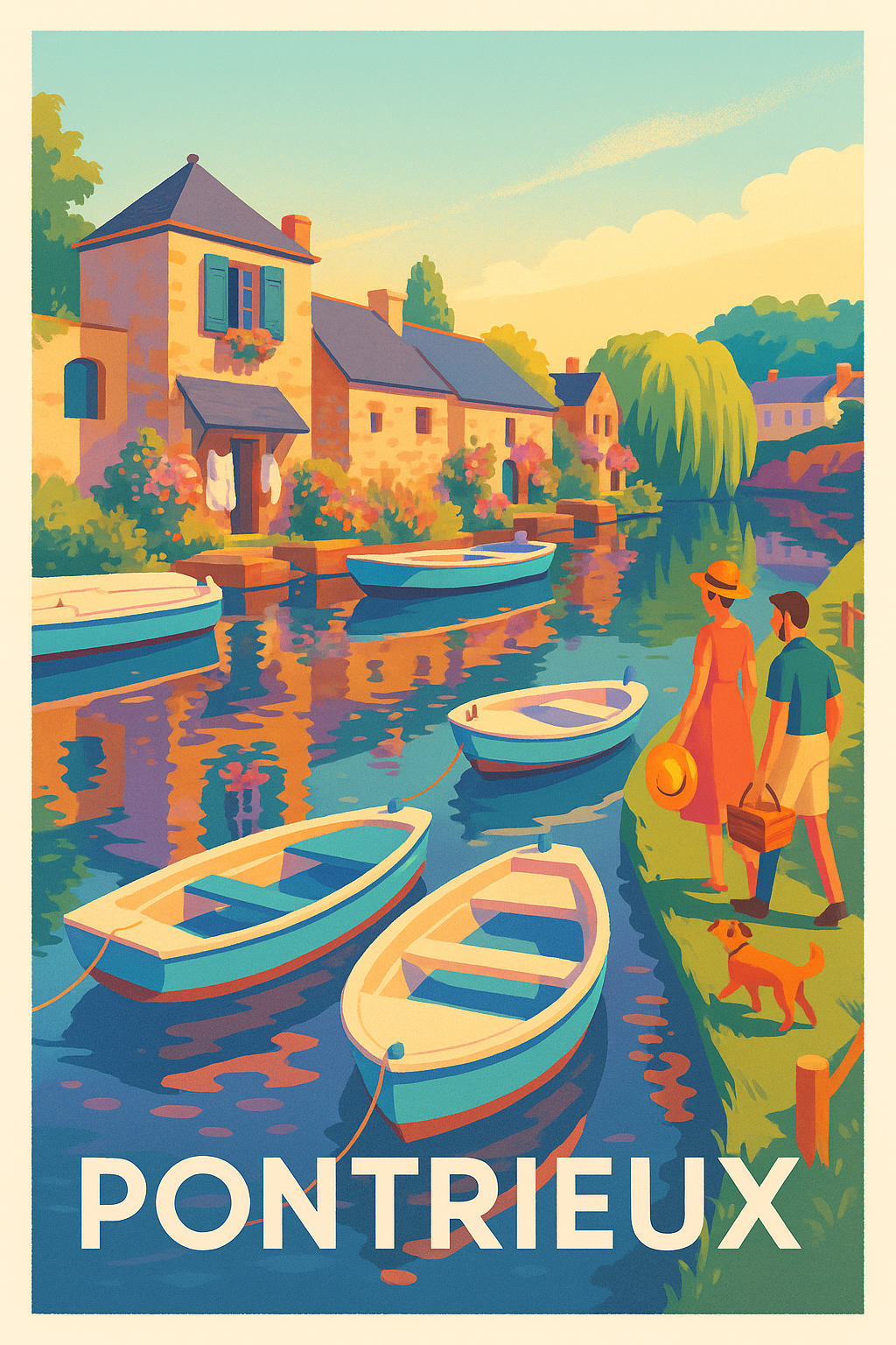 Affiche Pontrieux — Charme bucolique au fil de l'eau · poster d'art de Pontrieux