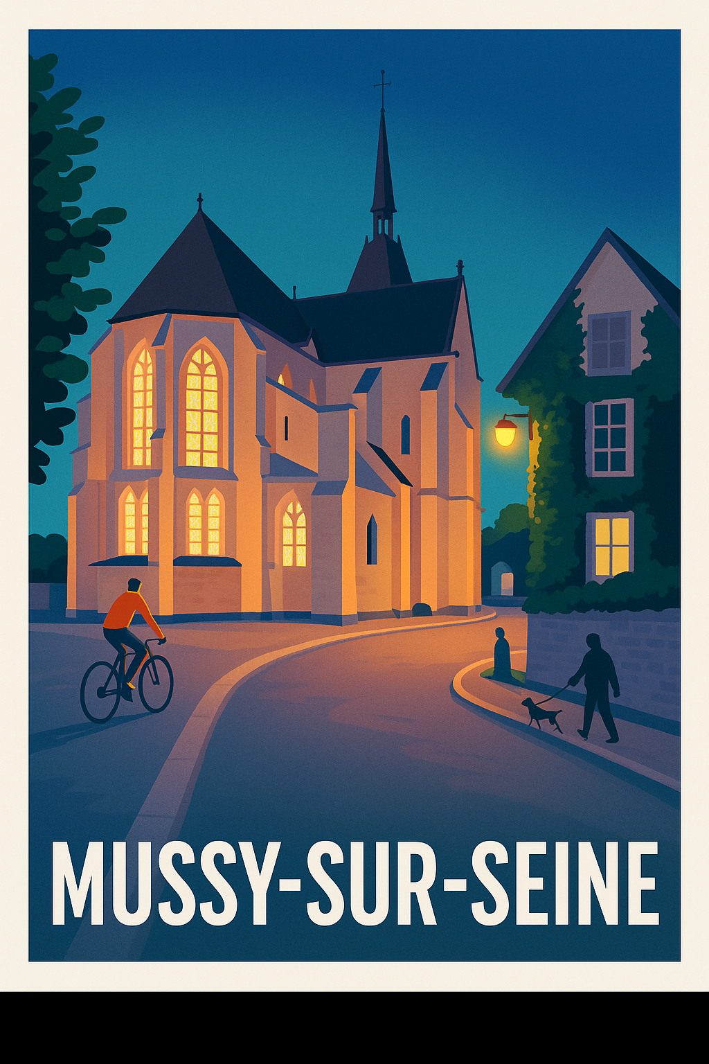 Affiche Mussy-sur-Seine — Charme et sérénité au crépuscule · poster d'art de Mussy-sur-Seine