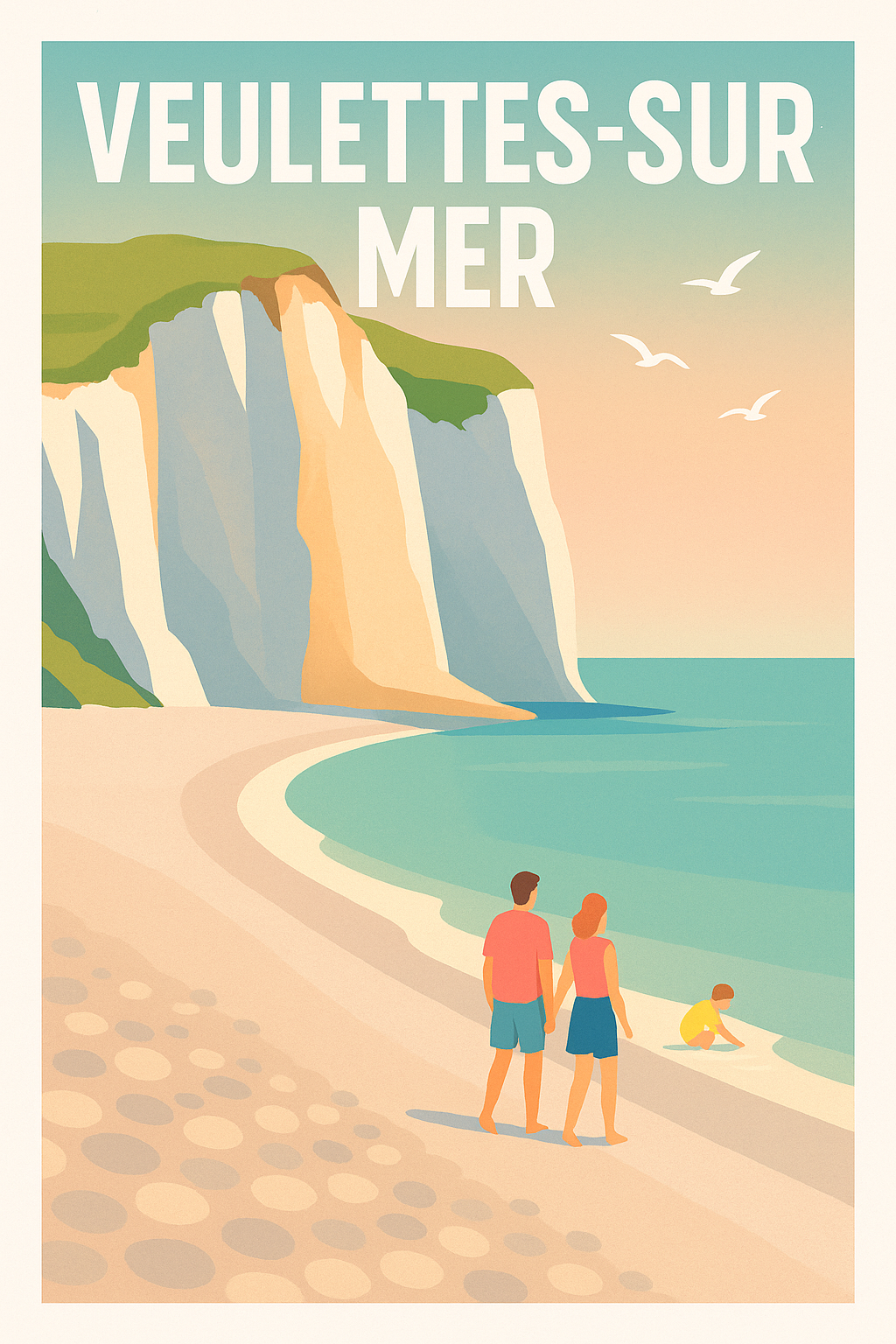Affiche Veulettes-sur-Mer — Douceur et sérénité en bord de falaise · poster d'art de Veulettes-sur-Mer