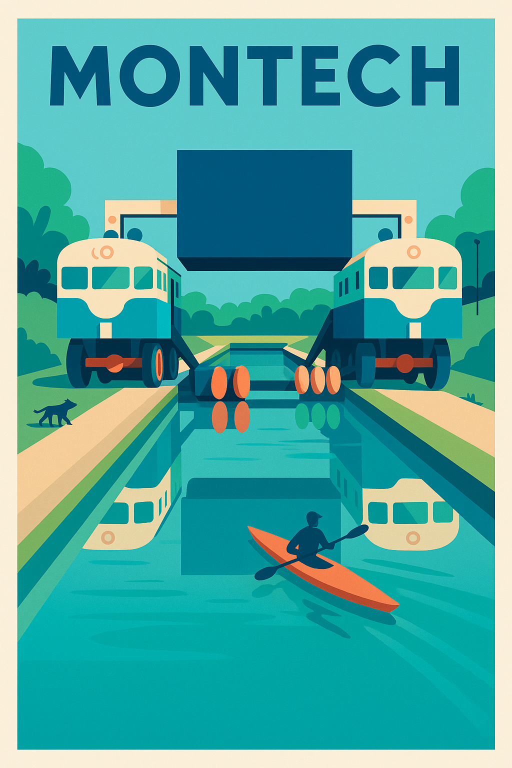 Affiche de Montech - Le Pont-Canal Emblématique en Couleurs