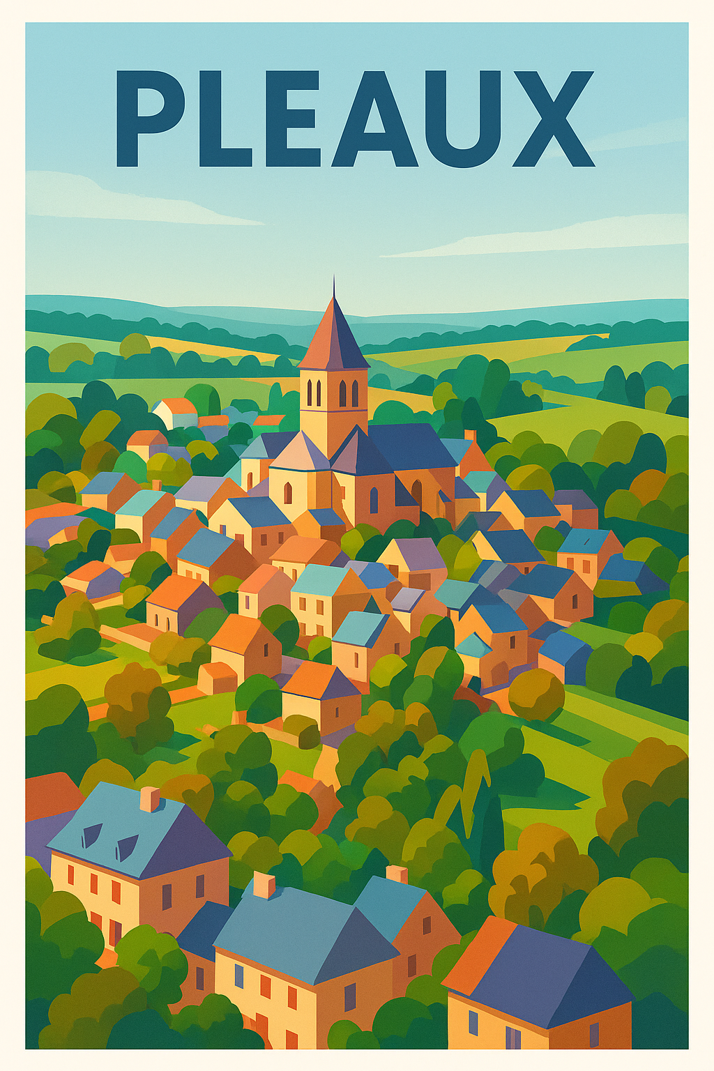 Affiche Pleaux — Évasion champêtre au cœur du Lot · poster d'art de Pleaux