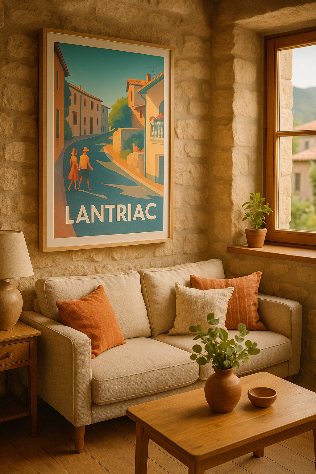 Mise en situation Affiche de Lantriac - Douceur de vie et rues ensoleillées