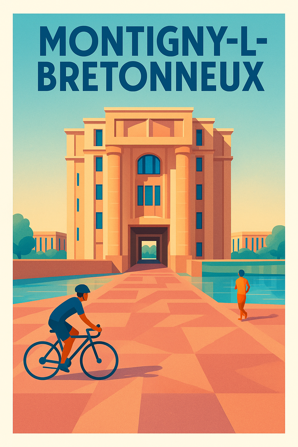 Affiche Montigny-l-Bretonneux — Un voyage moderne au cœur d'une architecture emblématique · poster d'art de Montigny-l-Bretonneux