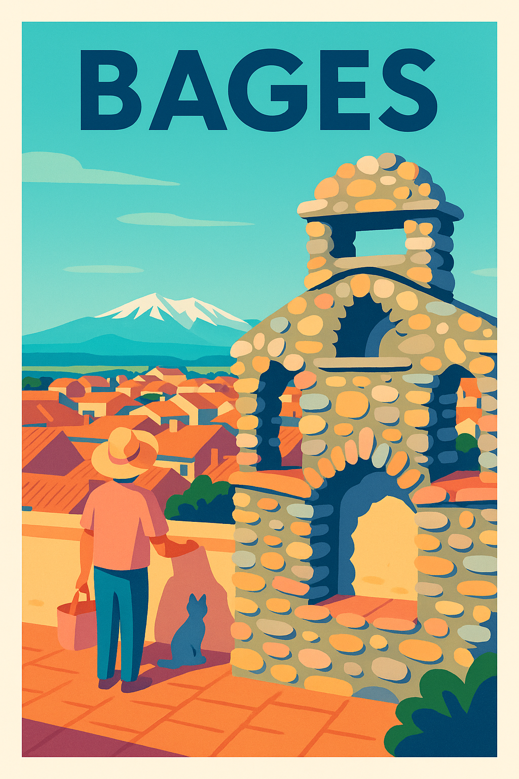 Affiche de Bages - Charme pittoresque au pied des montagnes