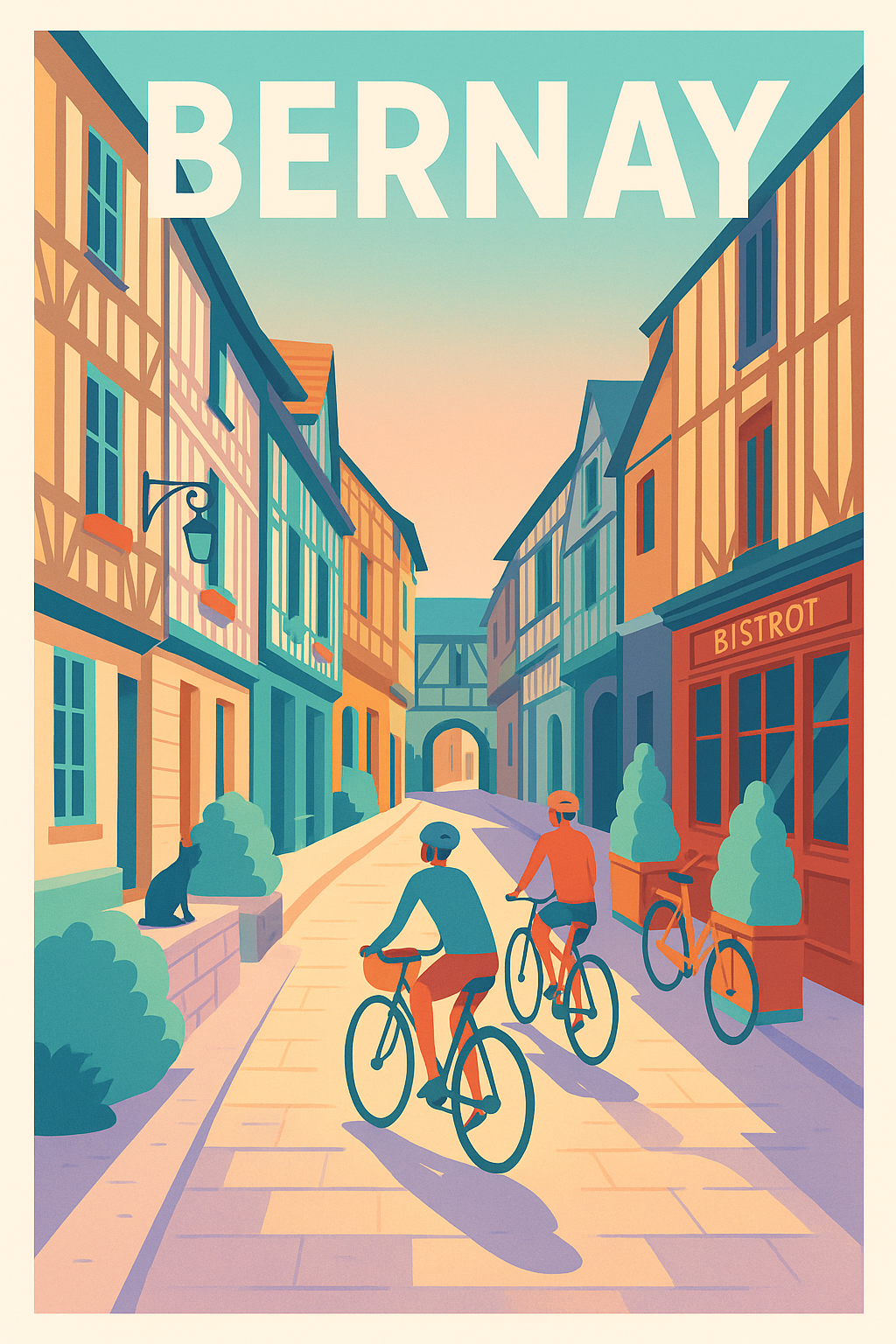 Affiche de Bernay - Balade à vélo au cœur de la ville ancienne